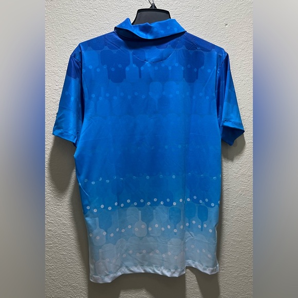 Yatta Golf Mens Small Polo Shirt Paddle Fade Blue NWT Pickleball Print - Picture 5 of 5